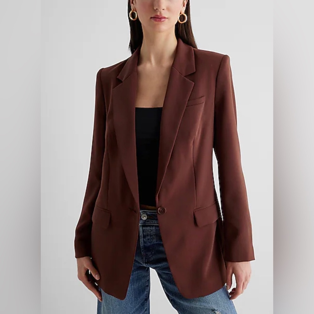 Express Rum Raisin One Button Cinched Blazer
